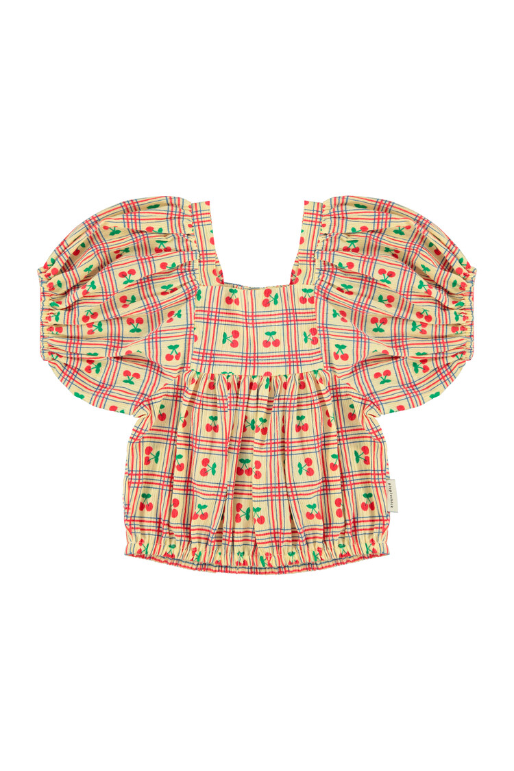 Piupiuchick Cropped blouse w/ baloon sleeves  | cherries allover