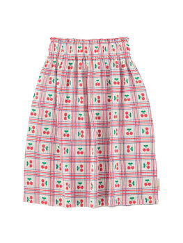 Piupiuchick Long skirt | ecru w/ cherries allover