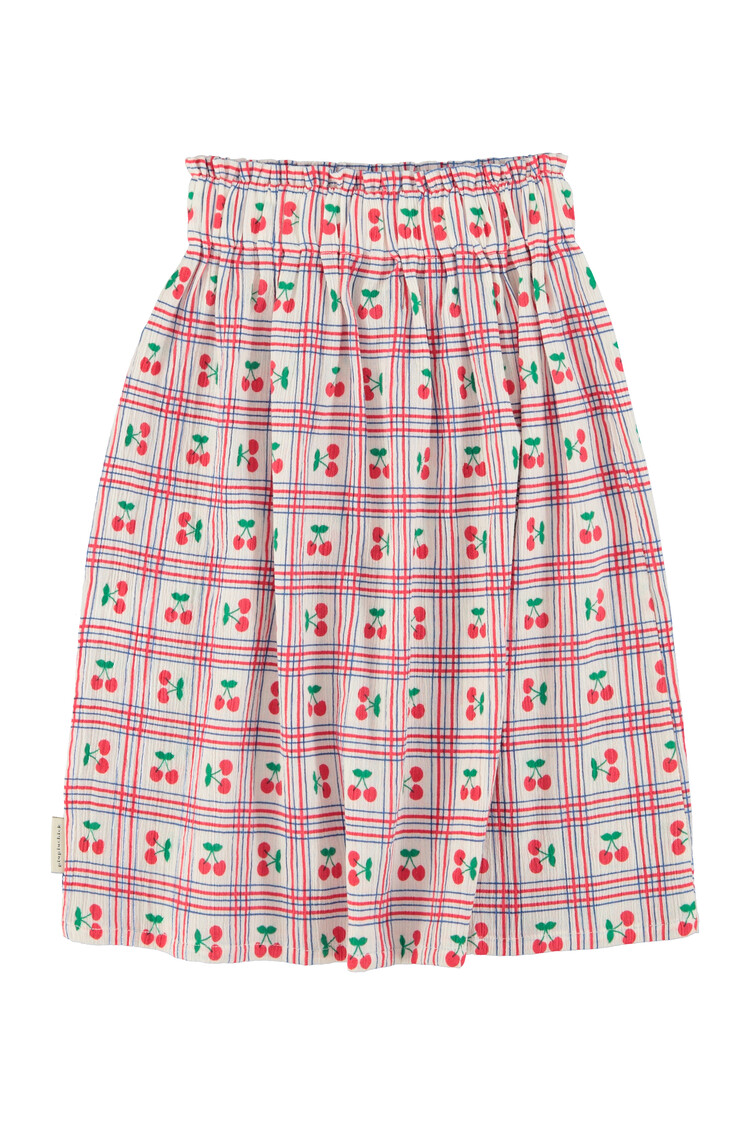 Piupiuchick Long skirt | ecru w/ cherries allover