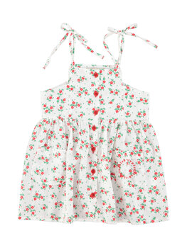 Piupiuchick Short dress | ecru w/ red flowers allover