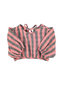Piupiuchick Cropped blouse w/ baloon sleeves  | pink & green
