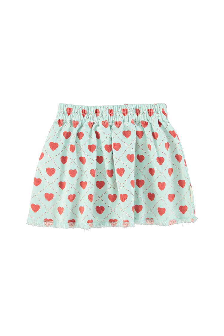 Piupiuchick Short skirt | light blue w/ red hearts