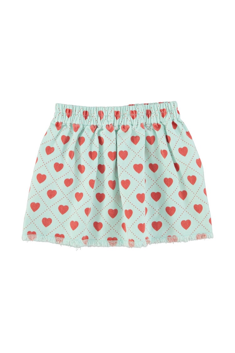 Piupiuchick Short skirt | light blue w/ red hearts