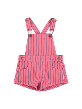 Piupiuchick Short dungarees | pink w/ indigo stripes