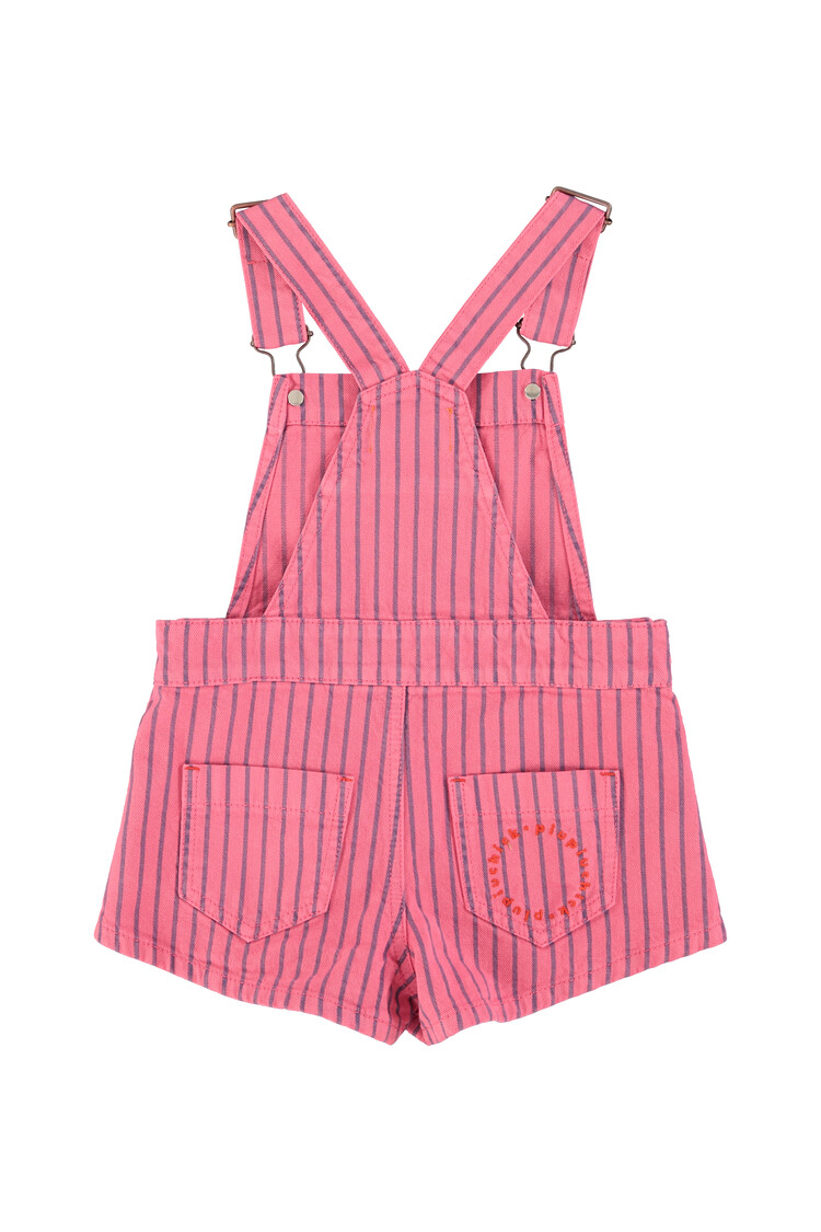 Piupiuchick Short dungarees | pink w/ indigo stripes