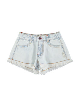 Piupiuchick Shorts w/ fringes | washed light blue denim