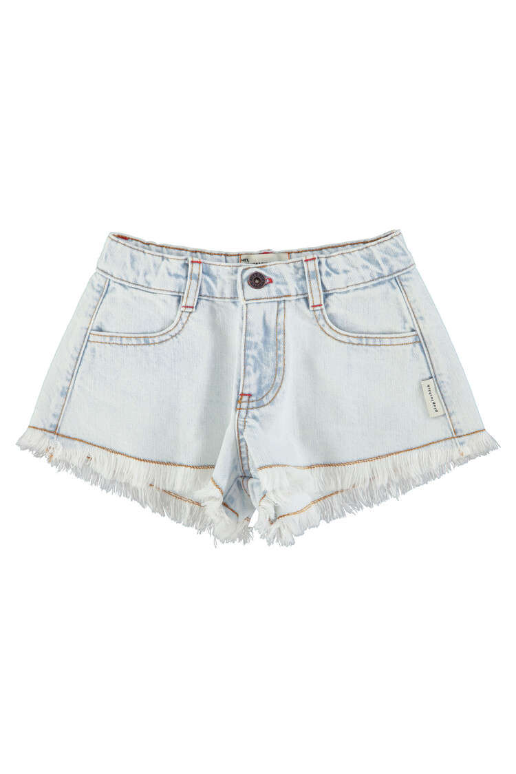Piupiuchick Shorts w/ fringes | washed light blue denim