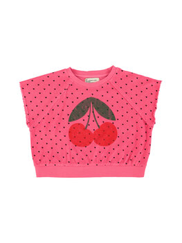 Piupiuchick Sleeveless sweatshirt |pink w/ cherry print
