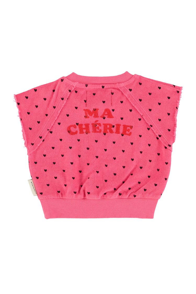 Piupiuchick Sleeveless sweatshirt |pink w/ cherry print