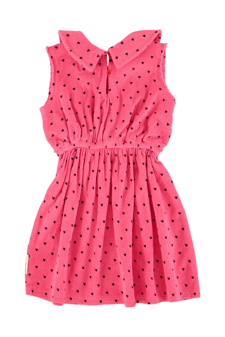 Piupiuchick Short dress w/ collar |pink w/ black hearts