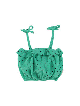 Piupiuchick Top w/ straps | green w/ black hearts allover
