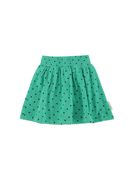 Piupiuchick Short skirt | green w/ black hearts allover
