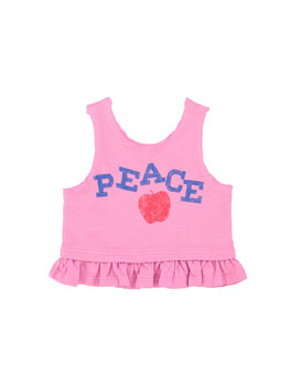 Piupiuchick Top | pink w/ "peace" print