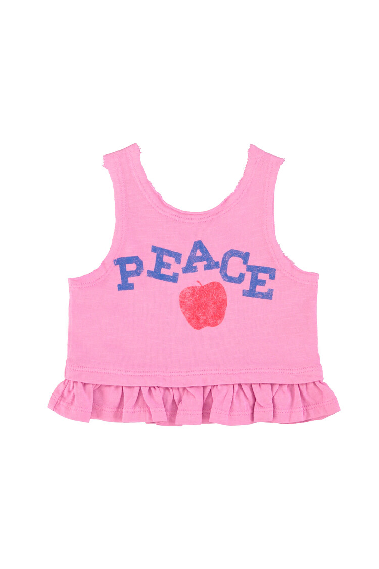 Piupiuchick Top | pink w/ "peace" print