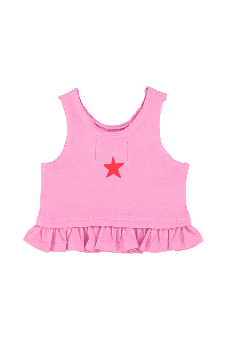 Piupiuchick Top | pink w/ "peace" print