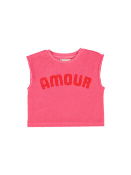 Piupiuchick Sleeveless top | pink  w/ "amour" print