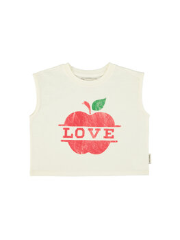 Piupiuchick Sleeveless t´shirt | ecru w/ apple print