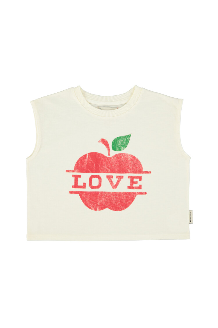 Piupiuchick Sleeveless t´shirt | ecru w/ apple print