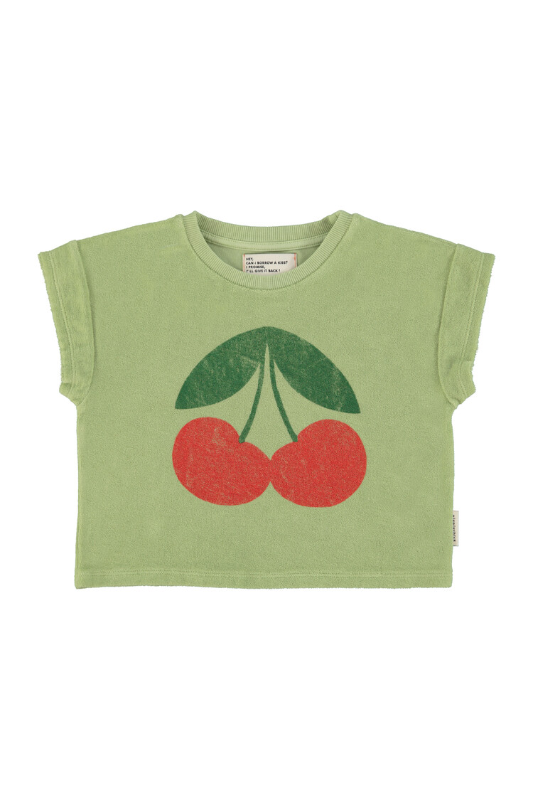 Piupiuchick T'shirt | light olive w/ cherry print