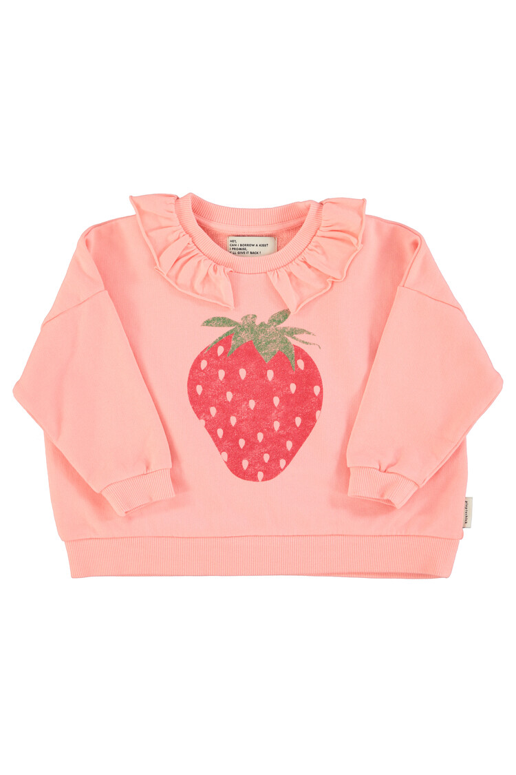 Piupiuchick Sweatshirt w/ collar | light pink w/ strawberry