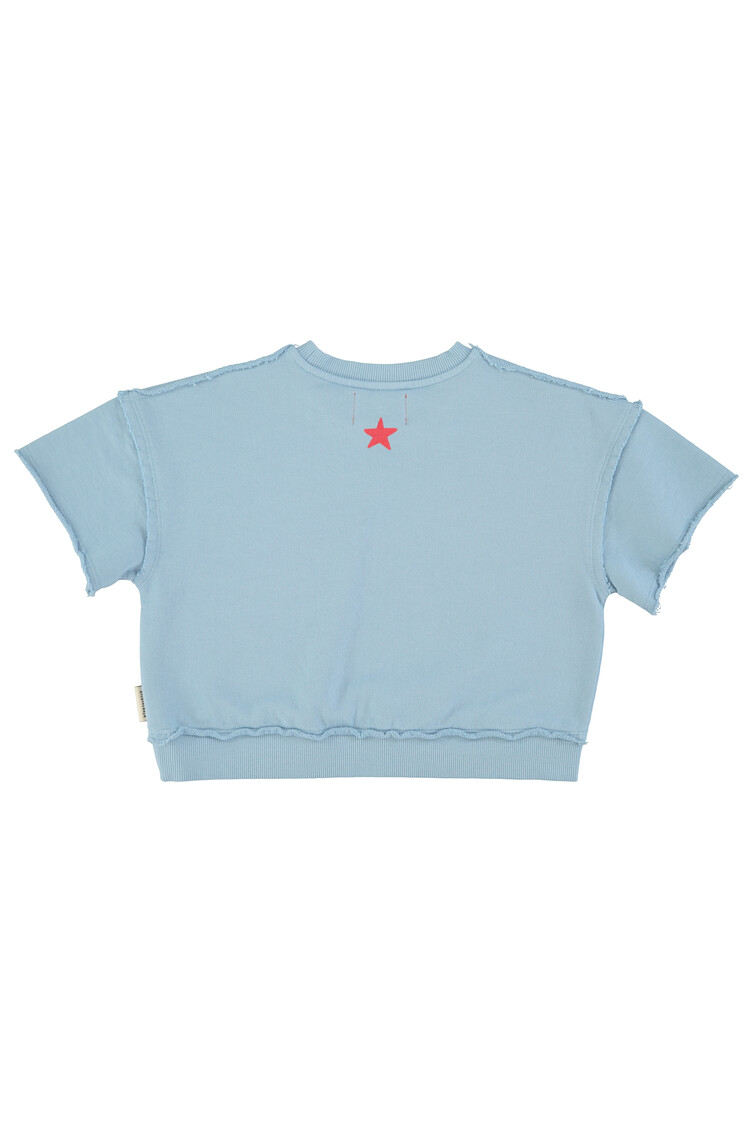 Piupiuchick Short sleeve sweatshirt | blue w/ "A" print