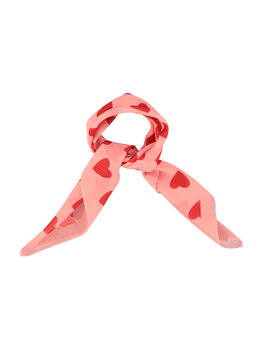 Piupiuchick Silky bandana | pink  w/ red hearts allover