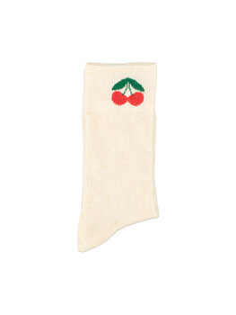 Piupiuchick Socks | ecru w/ cherry print
