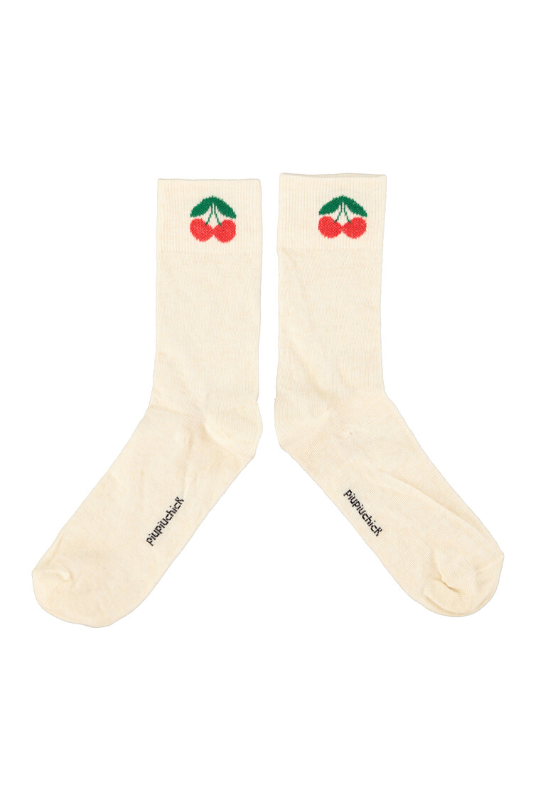Piupiuchick Socks | ecru w/ cherry print