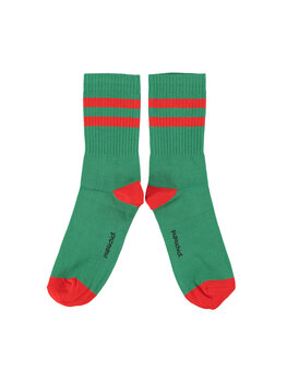 Piupiuchick Socks | green w/ red stripes