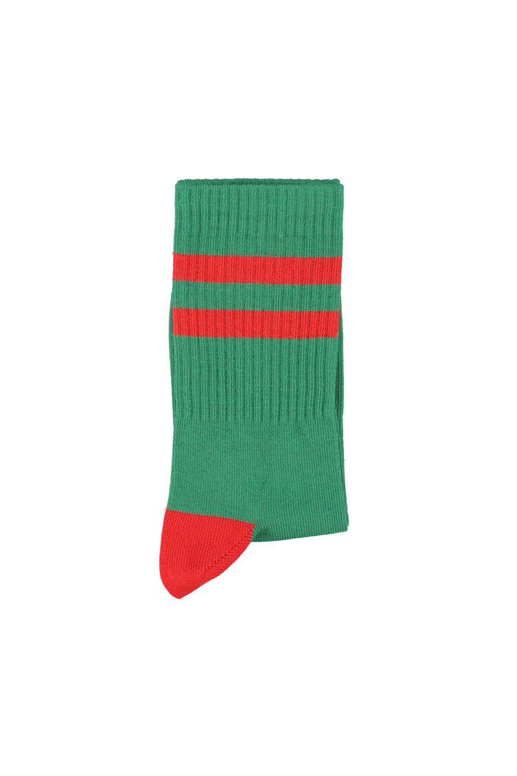 Piupiuchick Socks | green w/ red stripes