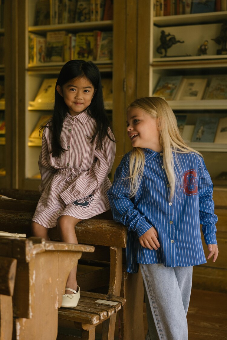 Charlie Petite Isra Blouse - Blue/White Stripes