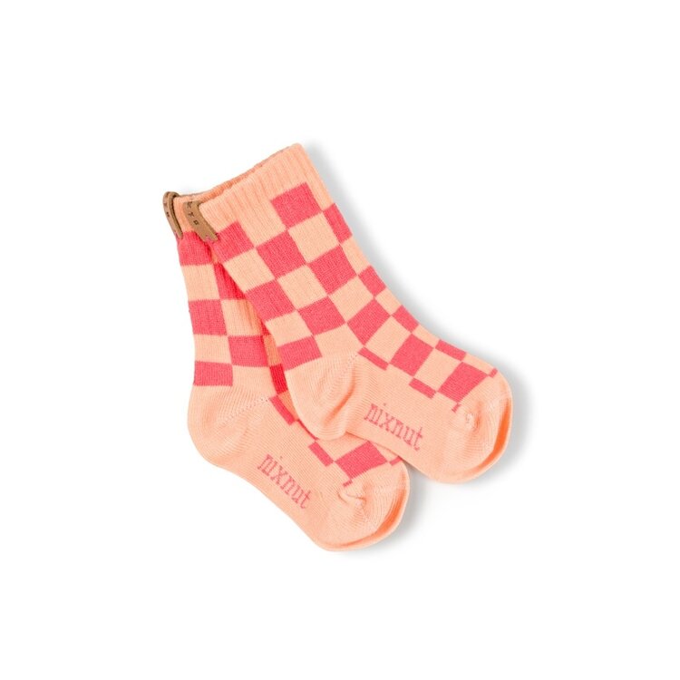 Nixnut Checkered Socks - Coral