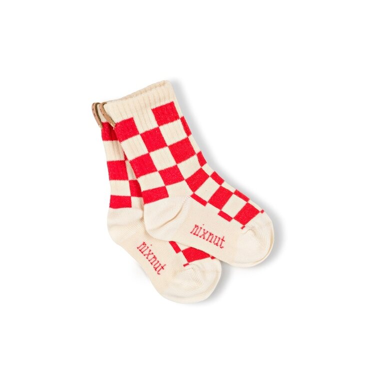 Nixnut Checkered Socks - Tomato
