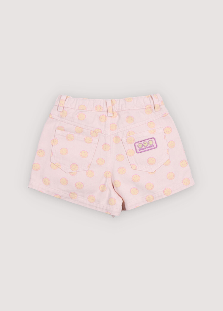 The New Society Smiley Denim Short Smiley Print