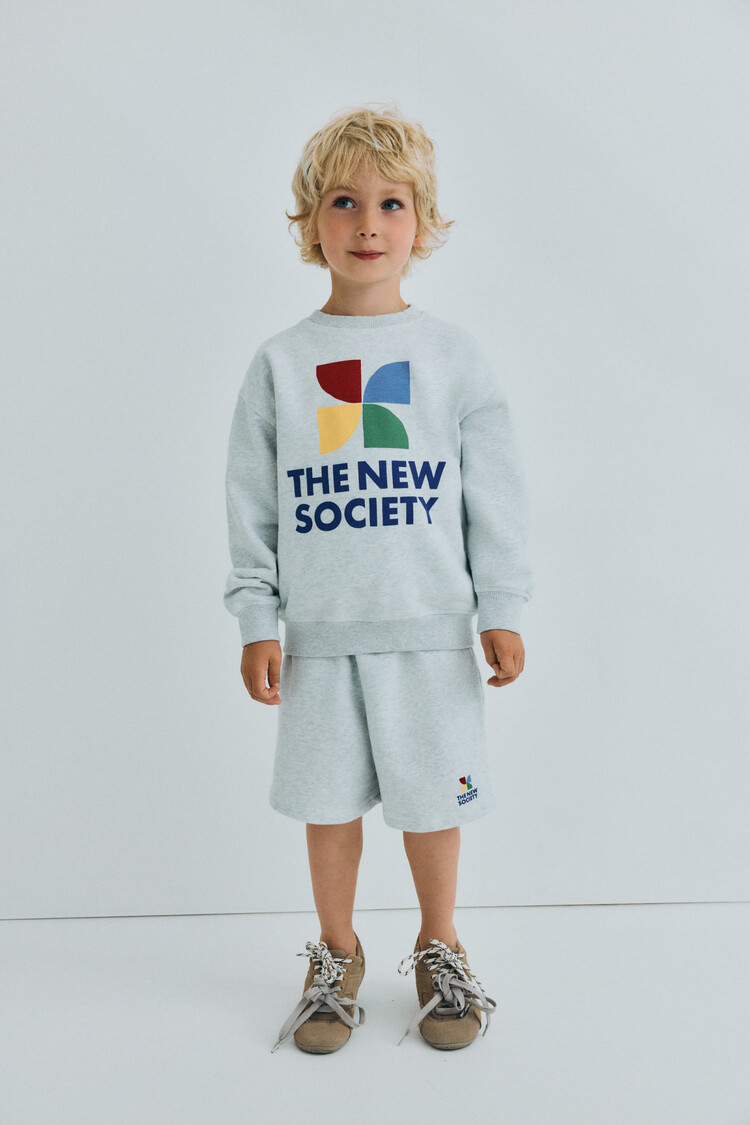 The New Society TNS Logo Sweatshirt Light Grey Melange