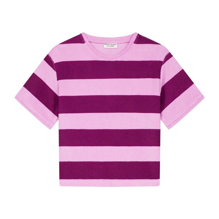 Daily Brat STRIPED TOWEL T-SHIRT PLUM