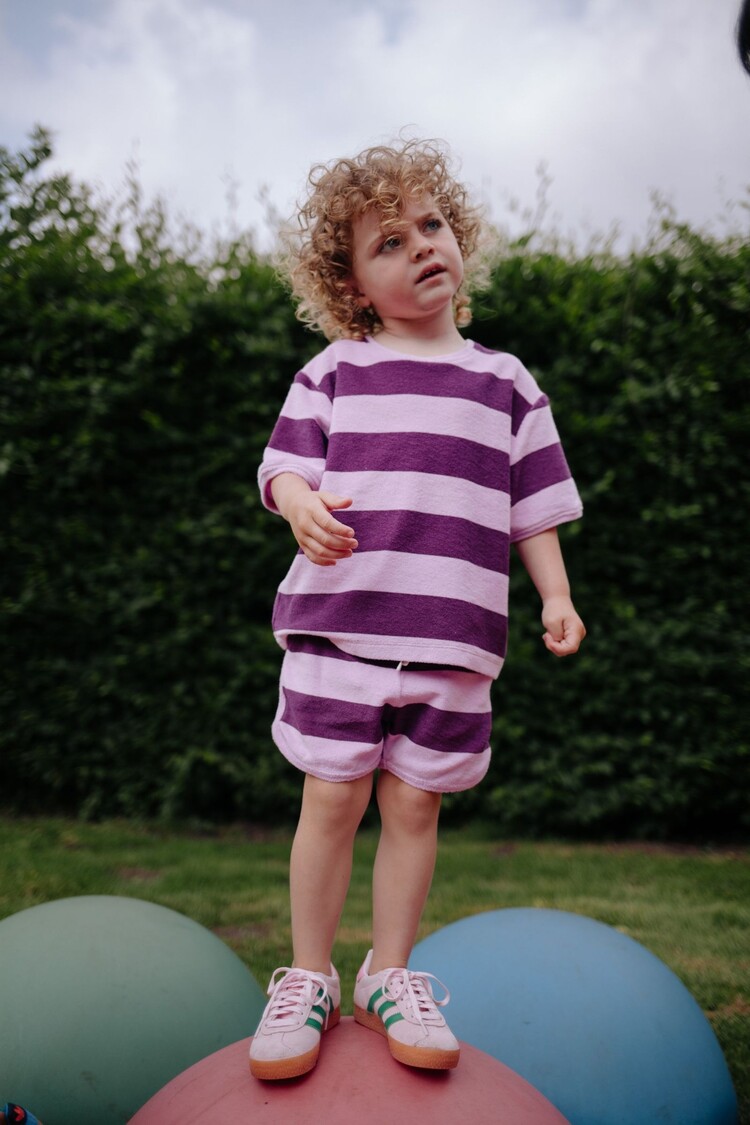 Daily Brat STRIPED TOWEL T-SHIRT PLUM