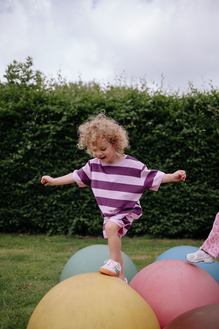 Daily Brat STRIPED TOWEL T-SHIRT PLUM