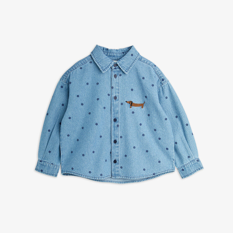 Mini Rodini Lw denim dots aop LS  shirt blue
