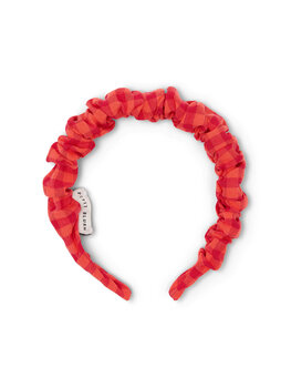Petit Blush Smocked Headband Check Red