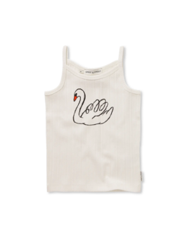 Sproet & Sprout Girls spaghetti top swan  off white