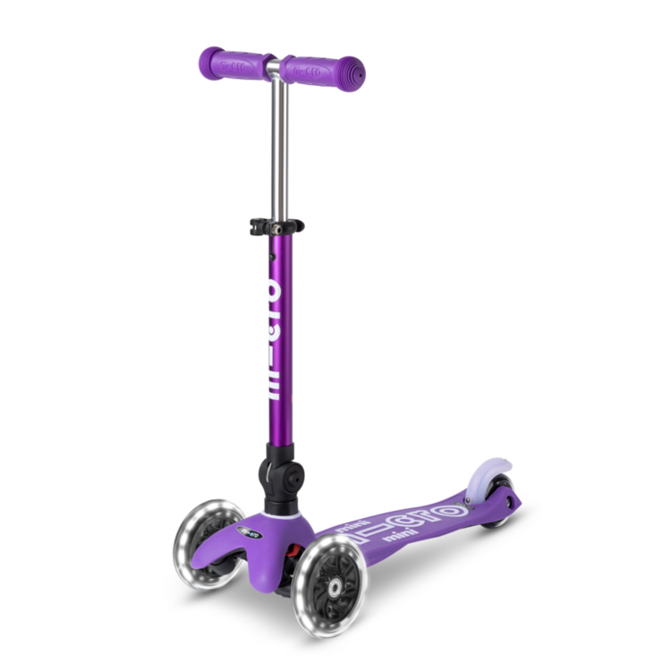 Micro step Mini Micro step Deluxe inklapbaar LED - 3-wiel kinderstep - Paars
