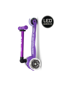 Micro step Mini Micro step Deluxe inklapbaar LED - 3-wiel kinderstep - Paars