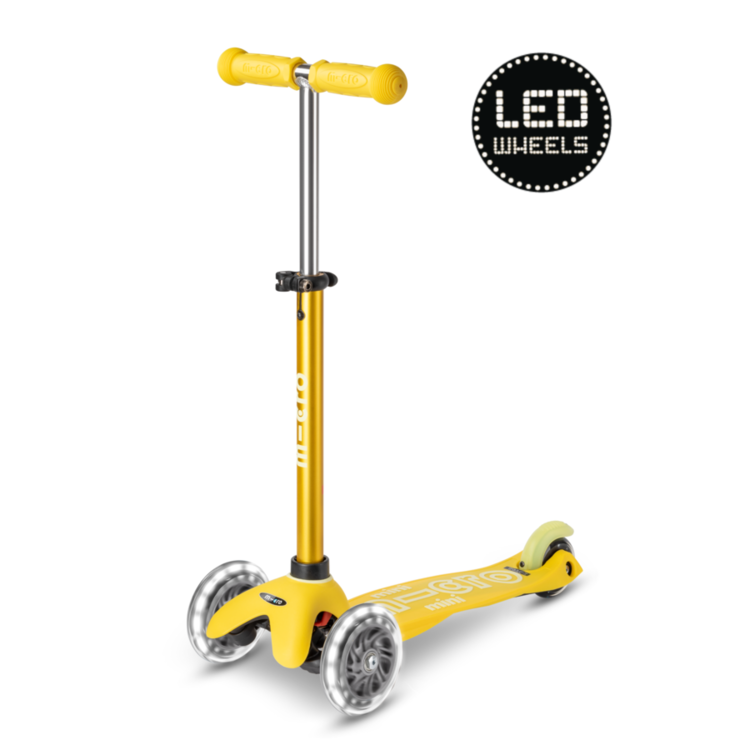 Micro step Mini Micro step Deluxe LED - 3-wiel kinderstep - Geel