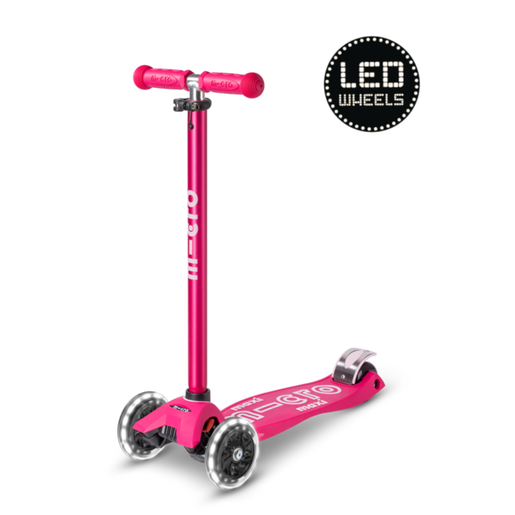 Micro step Maxi Micro step Deluxe LED - 3-wiel kinderstep - Roze