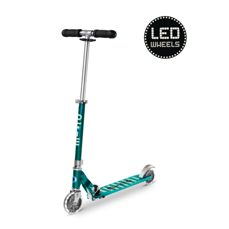 Micro step Micro Sprite LED - 2-wiel vouwstep - Petrol strepen