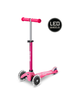 Micro step Mini Micro step Deluxe LED - 3-wiel kinderstep - Roze
