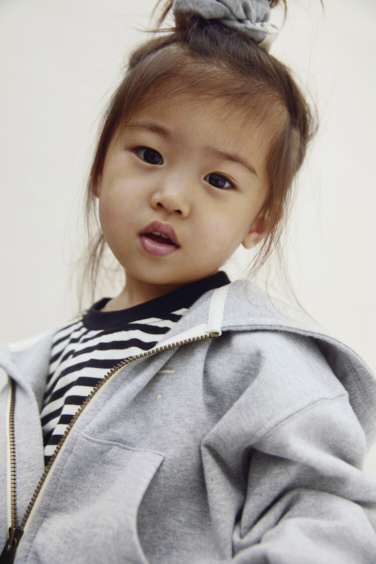 Gray Label Hooded Cardigan w/ Zip GOTS - Gray Melange