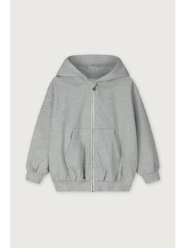 Gray Label Hooded Cardigan w/ Zip GOTS - Gray Melange