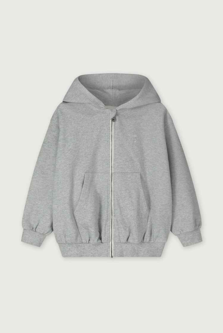 Gray Label Hooded Cardigan w/ Zip GOTS - Gray Melange